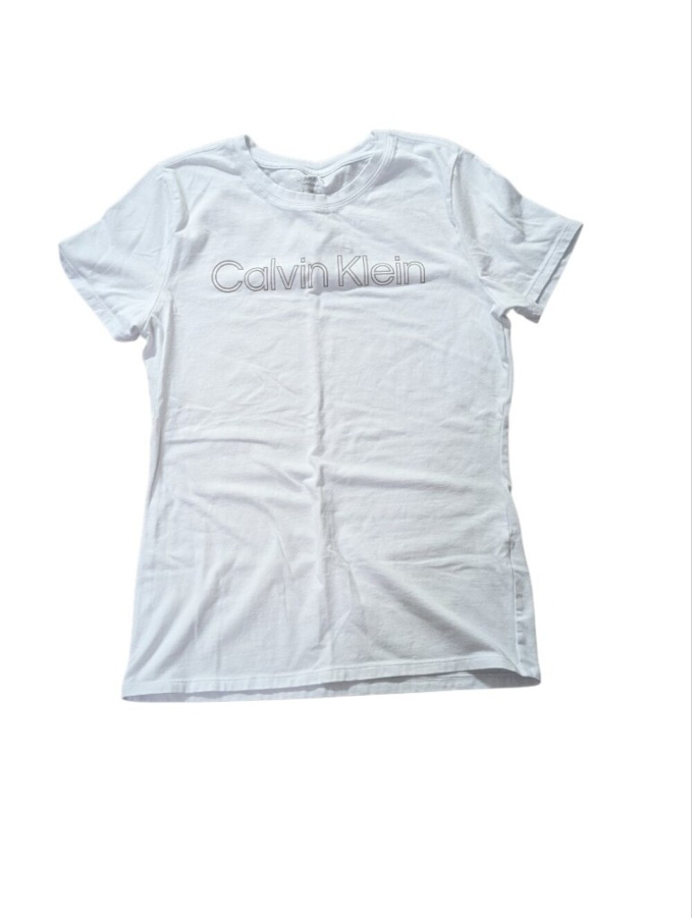 Calvin Klein Women's White Logo Crew Neck T-Shirt Size Medium